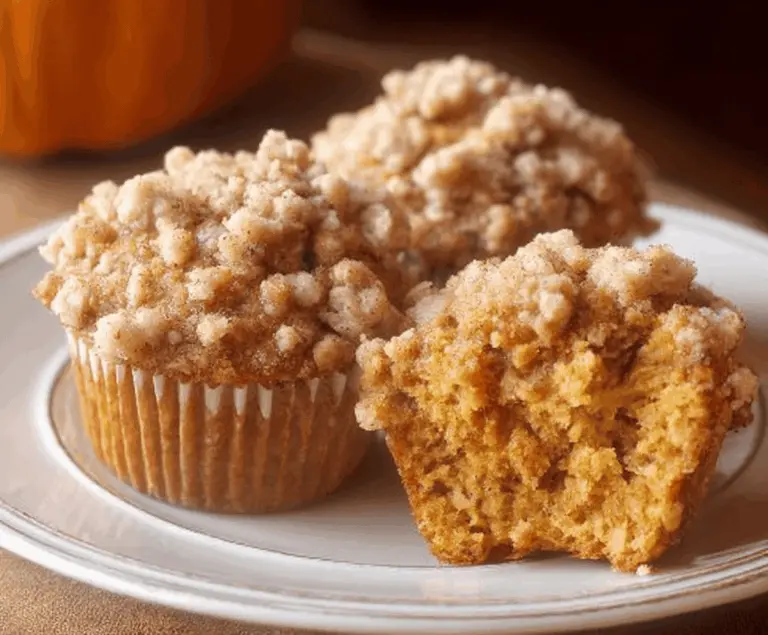 Delicious homemade apple pumpkin streusel muffins with a golden crumb topping, perfect for fall breakfast or snack.