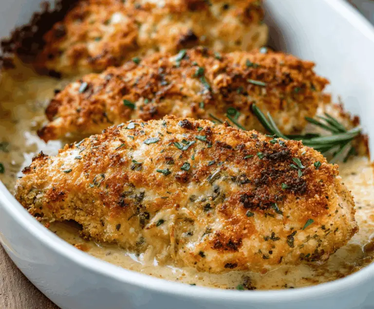 Delicious baked ranch chicken with golden crust served on a plate, perfect for a flavorful dinner
