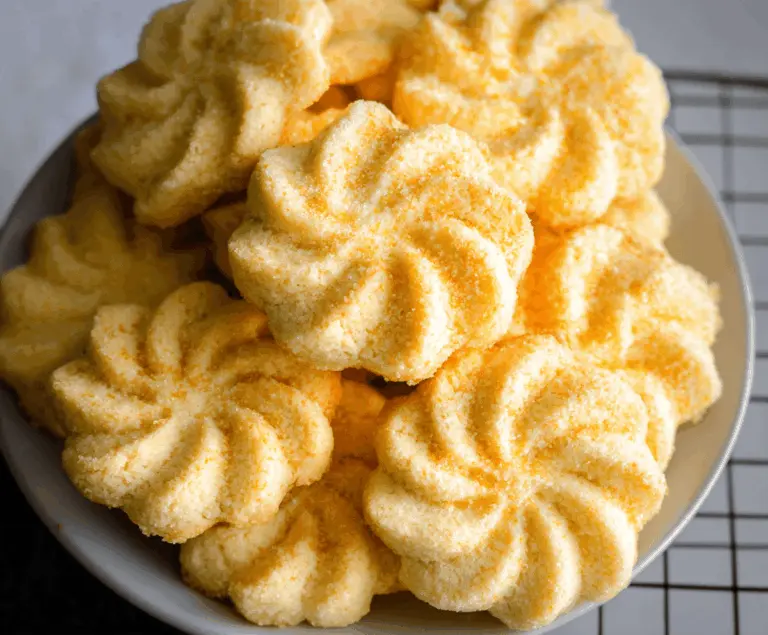 Delicious homemade butter cookies on a plate, showcasing golden-brown edges and a soft, buttery texture perfect for snacking or gifting