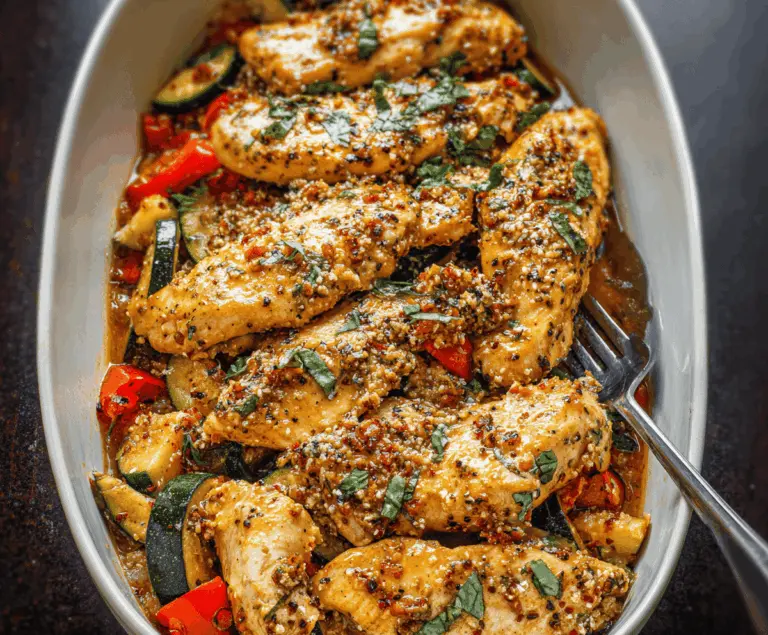 Delicious Chicken Zucchini Stir Fry with colorful vegetables and tender chicken slices on a white plate, perfect for a healthy meal.