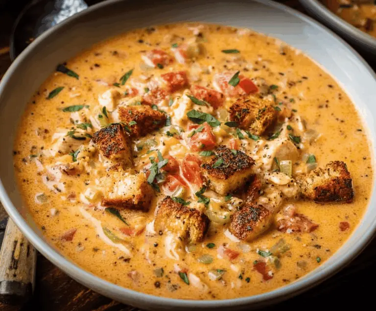 Creamy Cajun Chicken Soup in a bowl with chopped green onions and spices, served hot with a spoon, showcasing a rich and flavorful soup option.