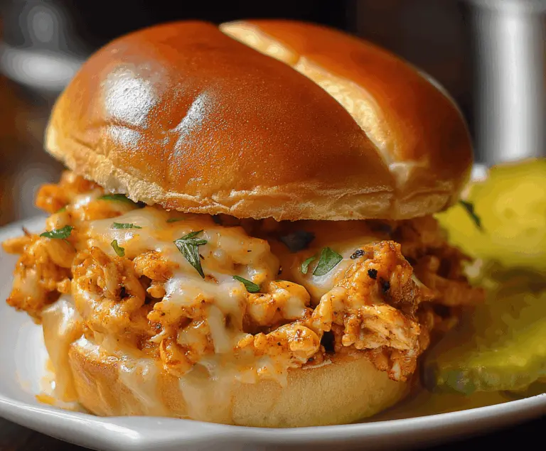 Delicious Cajun Chicken Sloppy Joes served on a bun with crispy fries and fresh lettuce on a plate