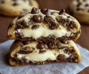 Chocolate Chip Cookies with Creamy Cheesecake Filling