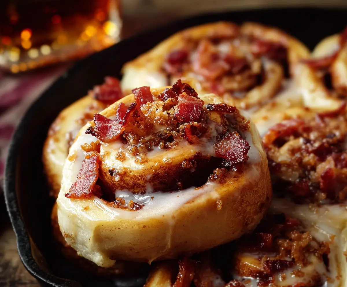 Sweet Bourbon Maple Bacon Cinnamon Rolls