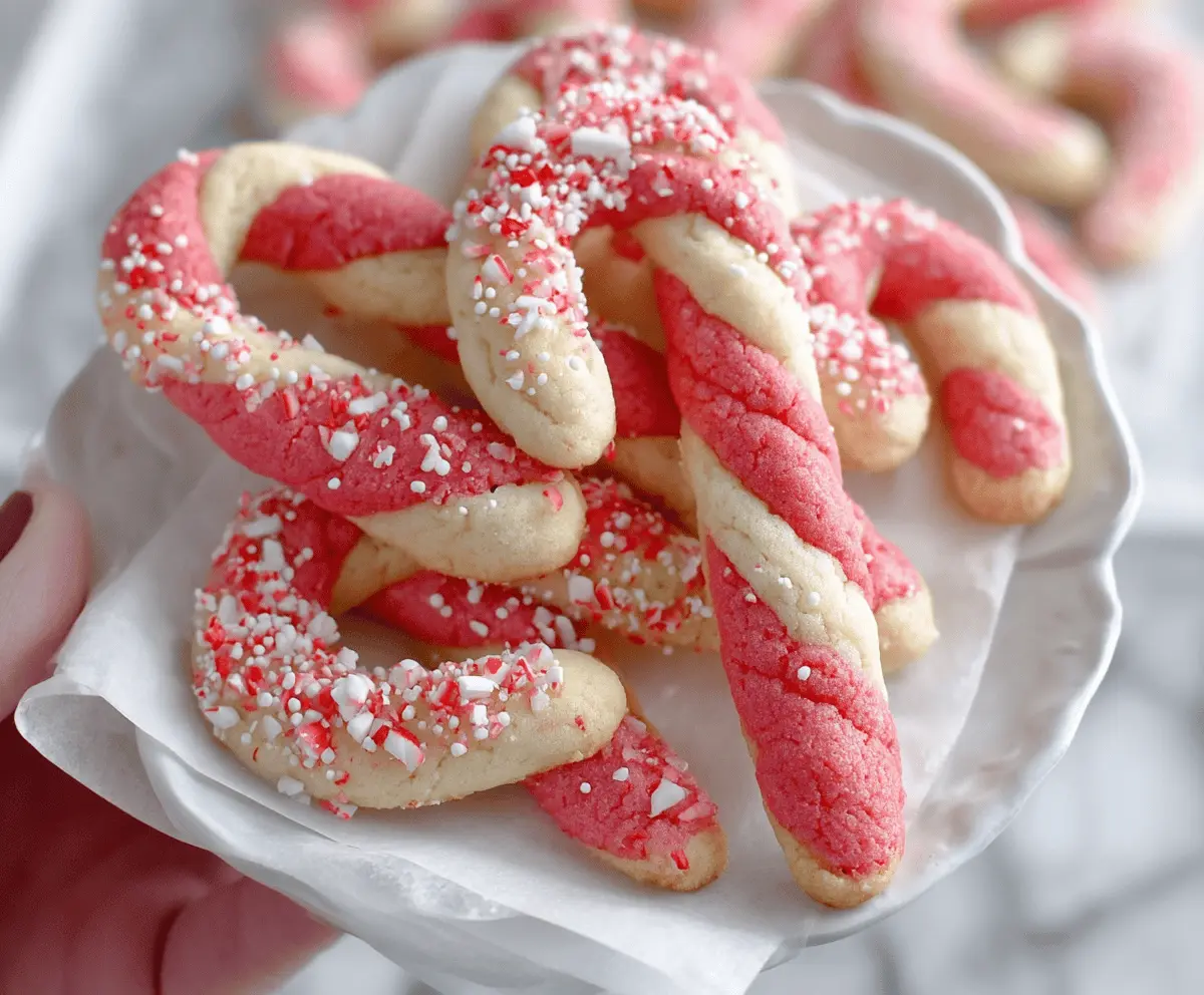 Delicious Candy Cane Cookies with red and white swirls on a festive plate