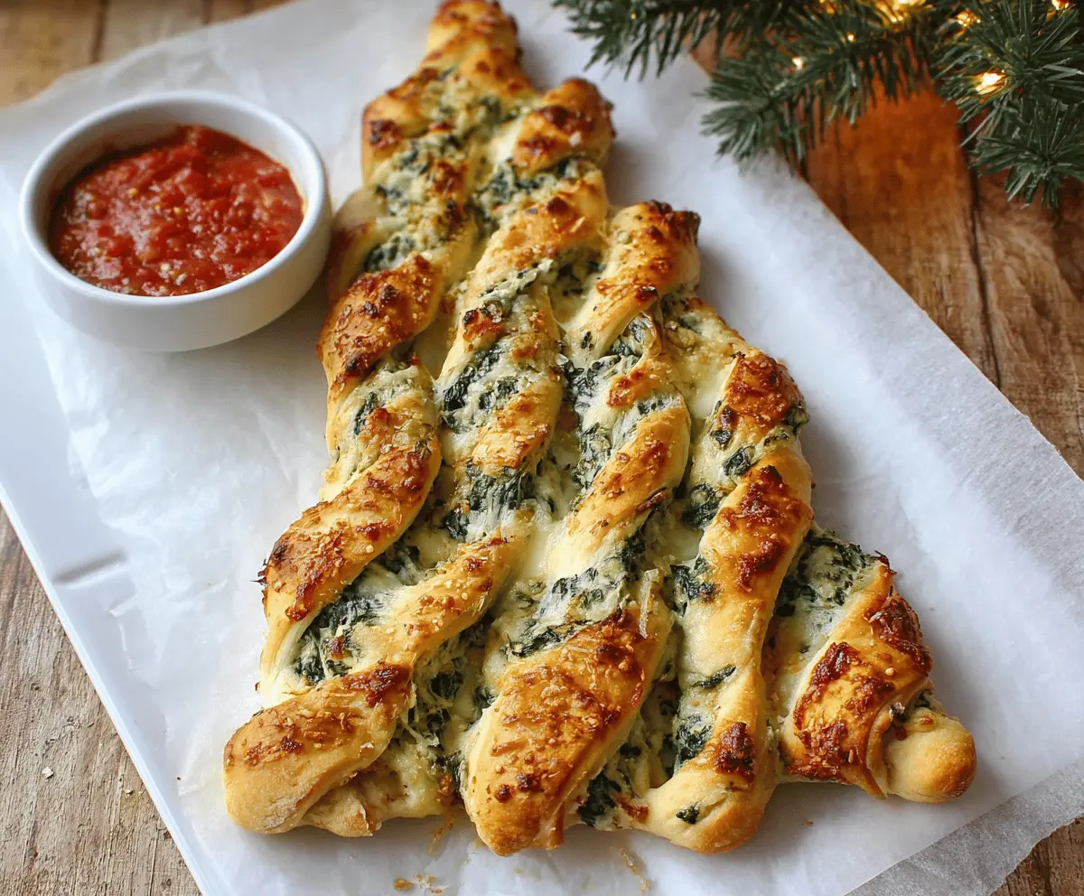 Christmas Tree Spinach Dip Breadsticks