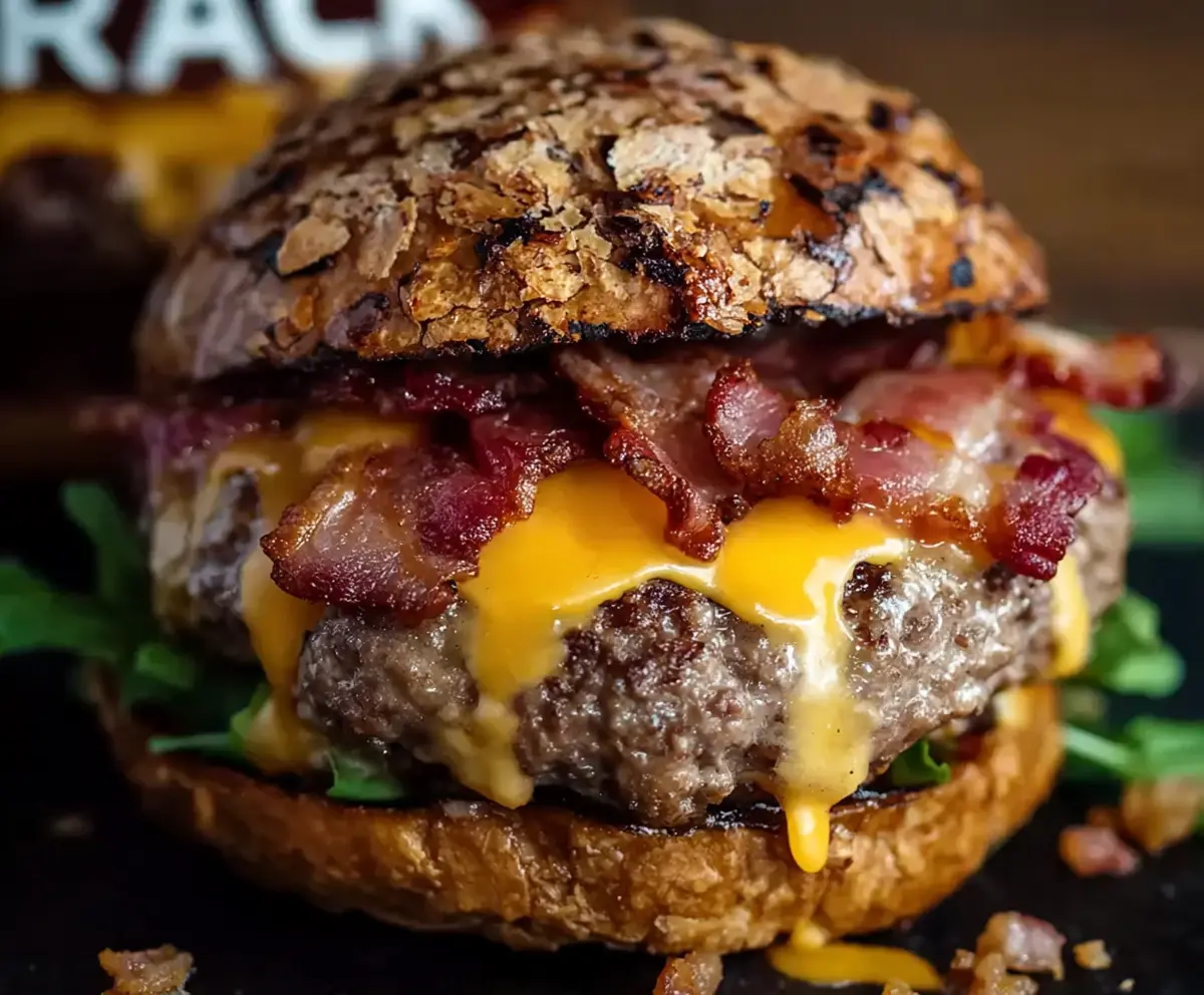 Delicious Crack Burgers with juicy beef patties, melted cheese, and fresh toppings served on a toasted bun.