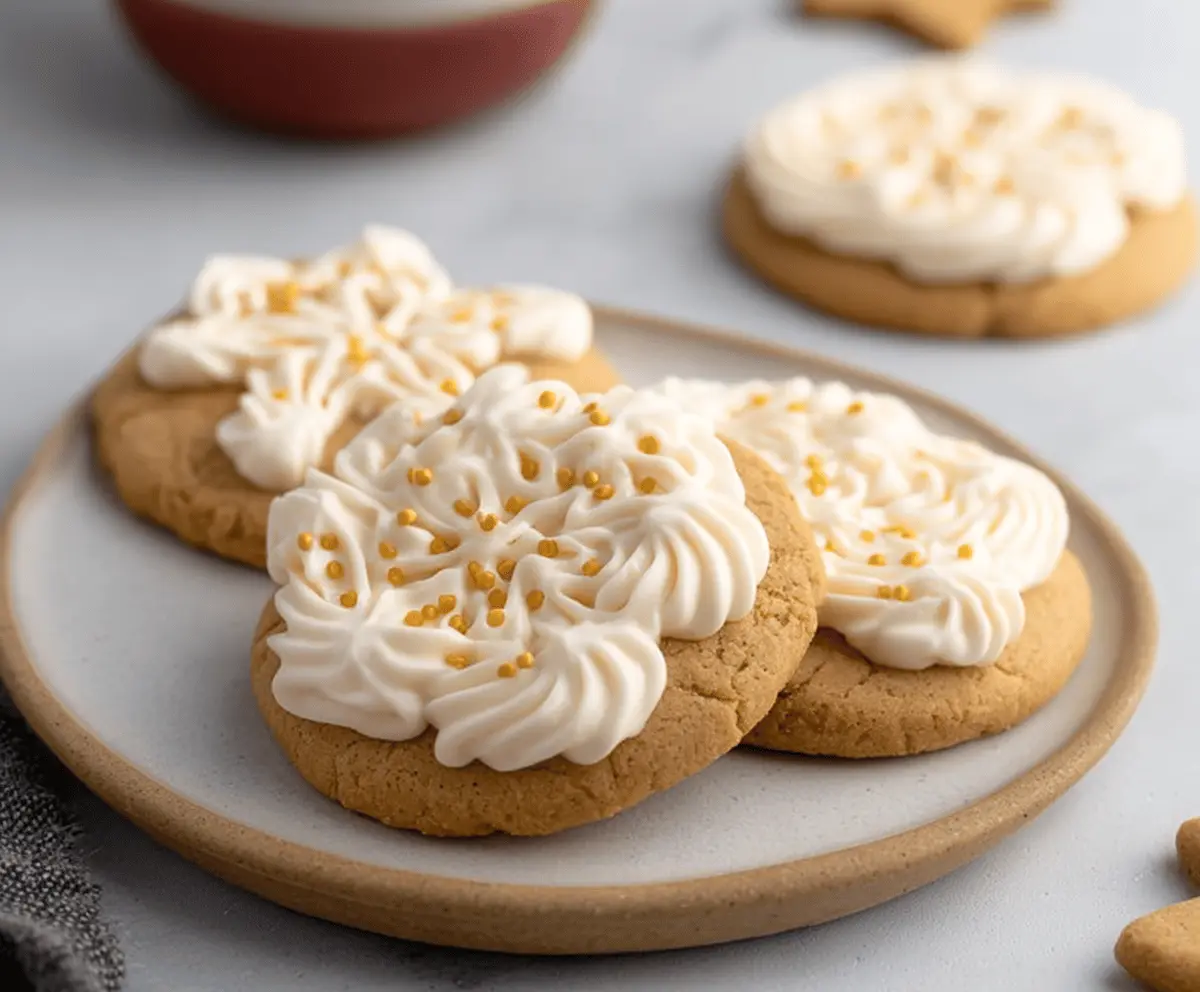 Delicious CRUMBL gingerbread cookies with festive spices on a decorative plate.