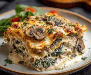 Easy Creamy Spinach and Mushroom Lasagna