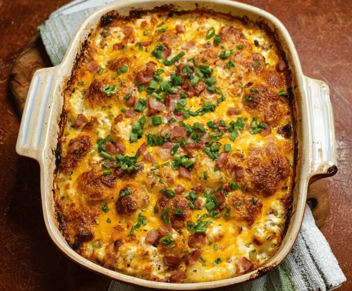 Delicious Farmer’s Casserole with fresh vegetables, cheese, and hearty meat for a comforting family meal.