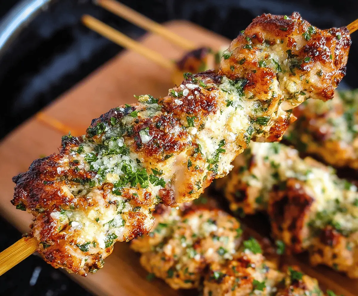 Easy Garlic Parmesan Chicken Skewers