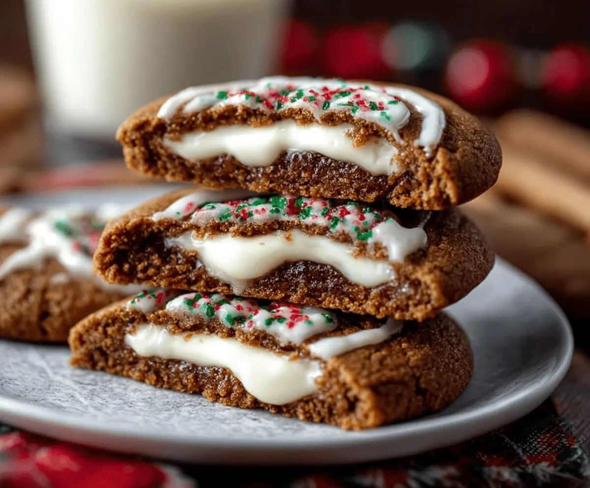 Delicious gingerbread cheesecake cookies with a festive holiday appearance.