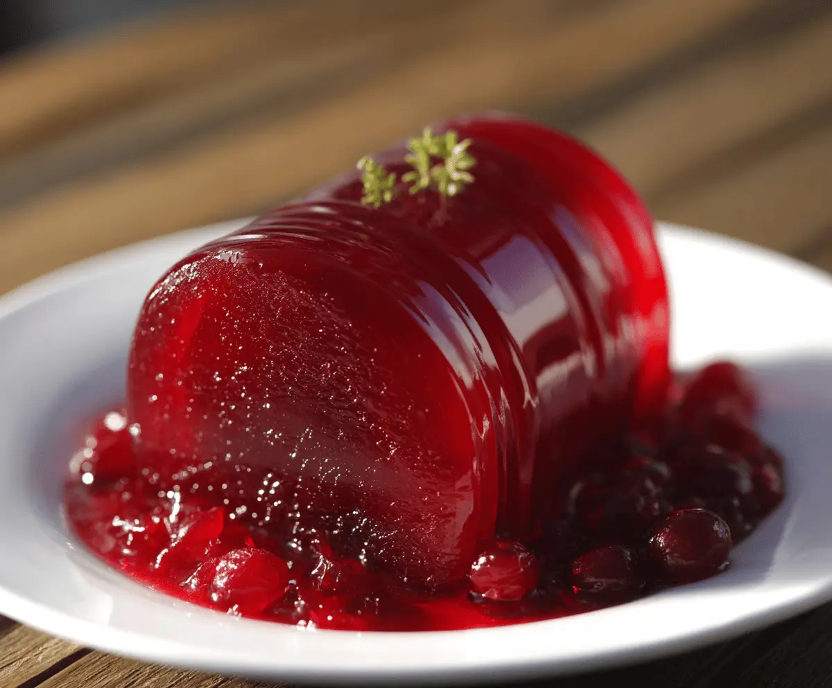 Vibrant homemade jellied cranberry sauce in a glass bowl, perfect for holiday desserts.