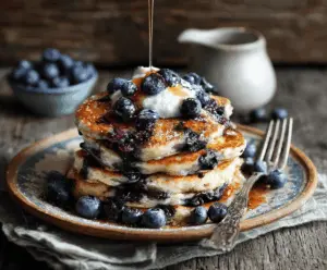 Blueberry Oat Greek Yogurt Pancakes