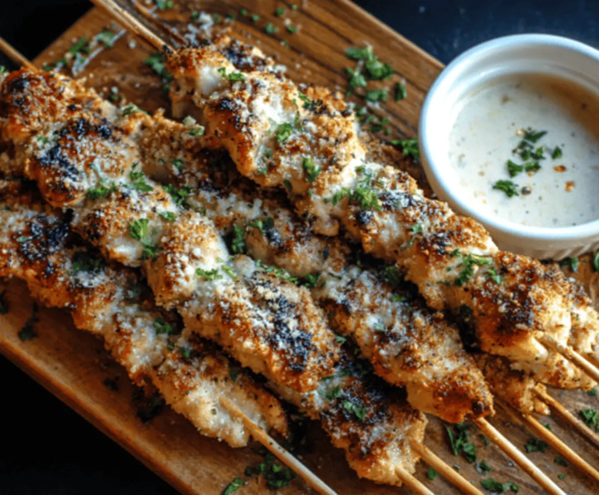 Easy Ranch Garlic Parmesan Chicken Skewers
