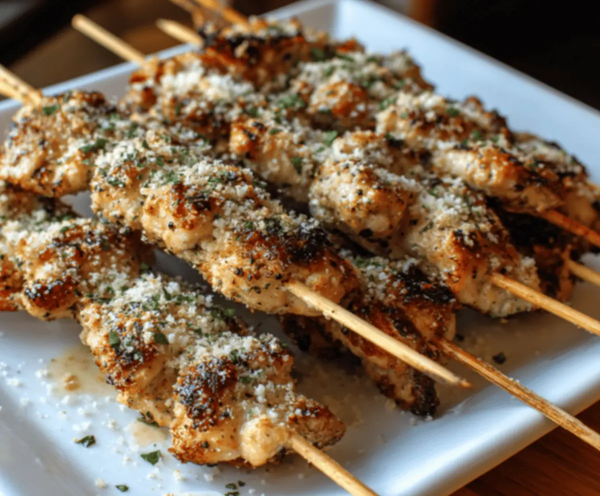Delicious Ranch Garlic Parmesan Chicken Skewers for flavorful grilling