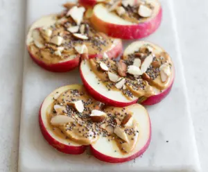 Apple Slices with Almond Butter and Chia Seeds