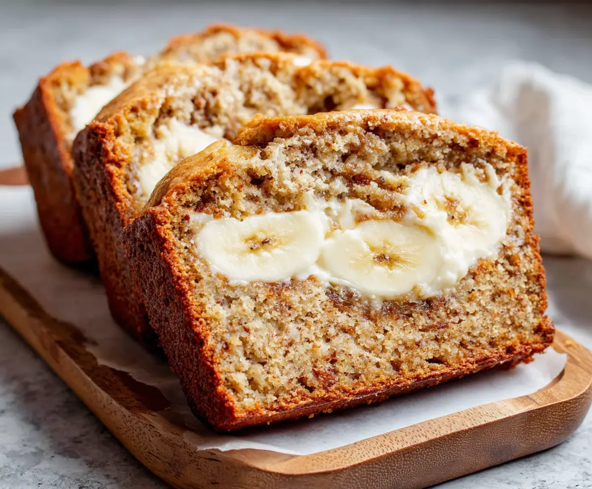 Moist Banana Bread with Cream Cheese Filling