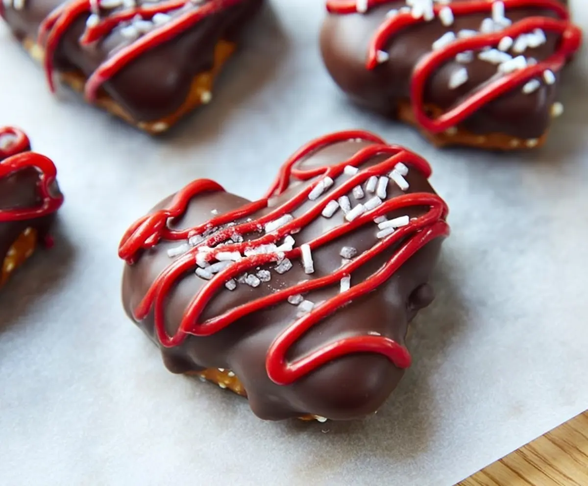 Easy Chocolate-Dipped Strawberry Pretzel Hearts