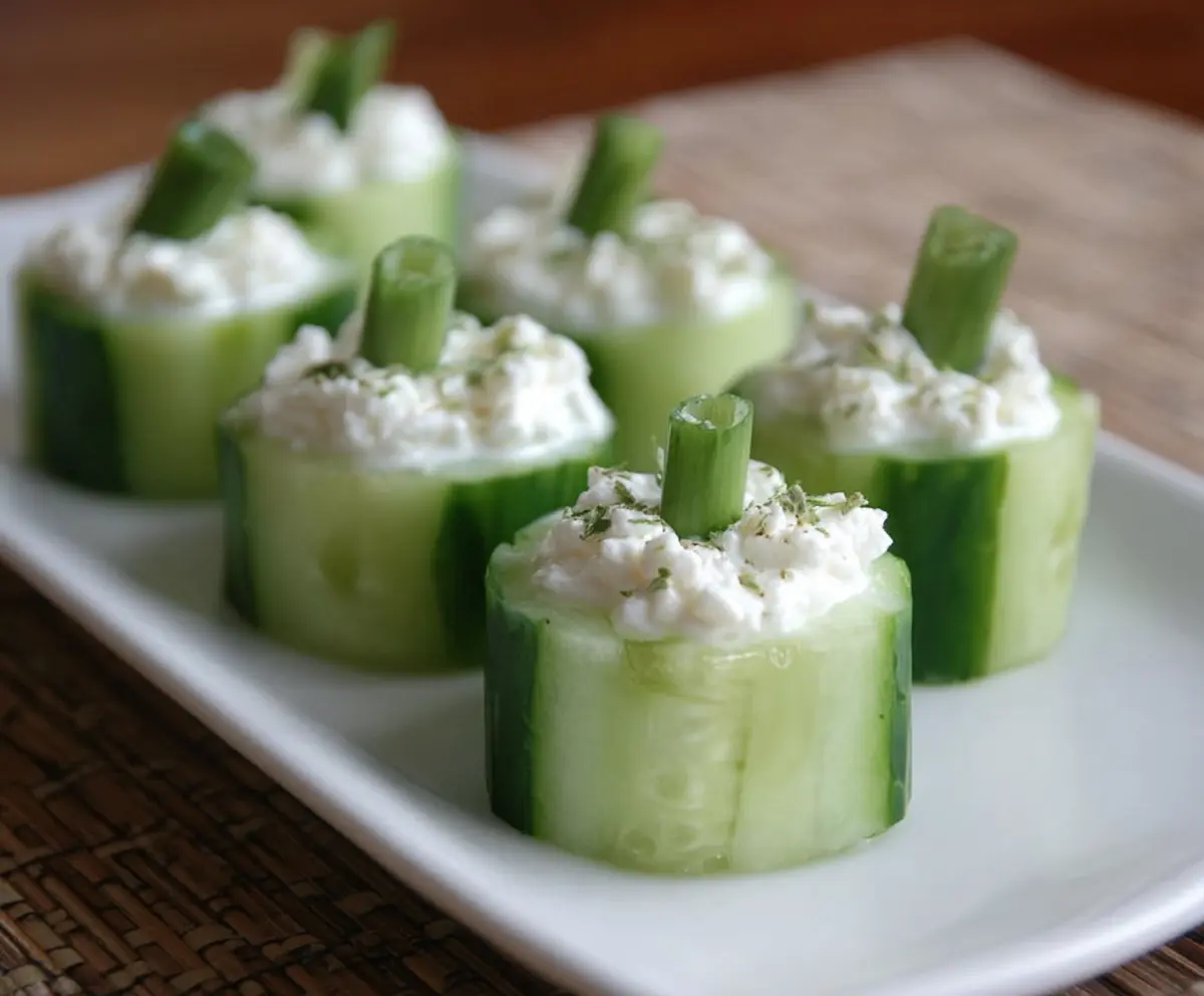 Easy Cottage Cheese Cucumber Cups