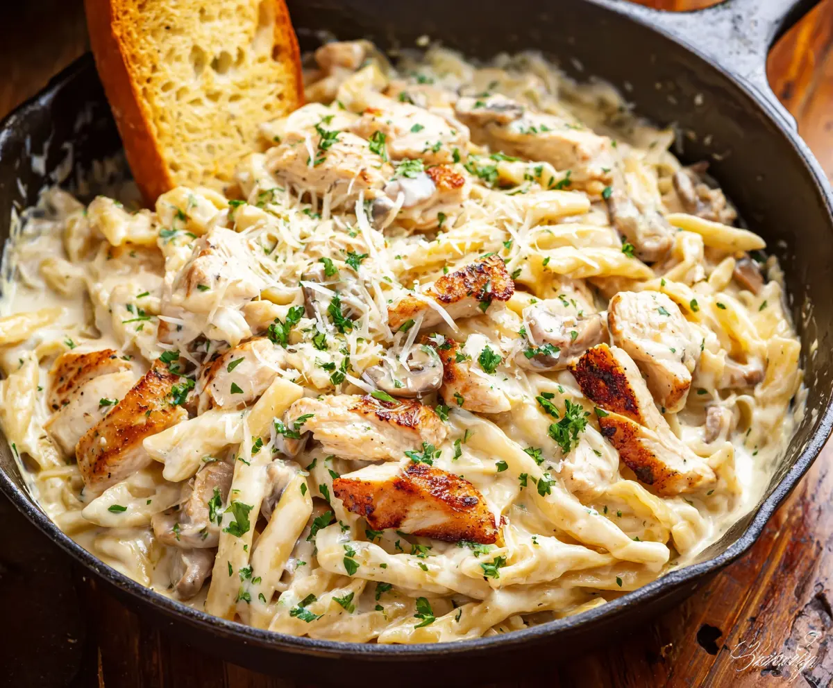 Creamy Chicken Alfredo pasta dish with tender chicken and rich Alfredo sauce