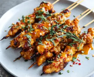 Crispy Bang Bang Chicken Skewers