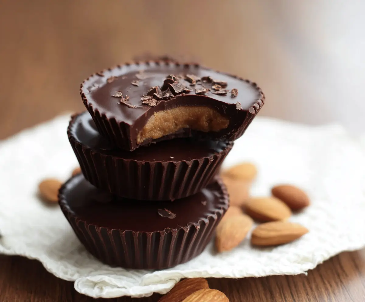 Easy Dark Chocolate Almond Butter Cups