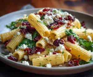 Feta & Cranberry Rigatoni Salad with Lemon Vinaigrette