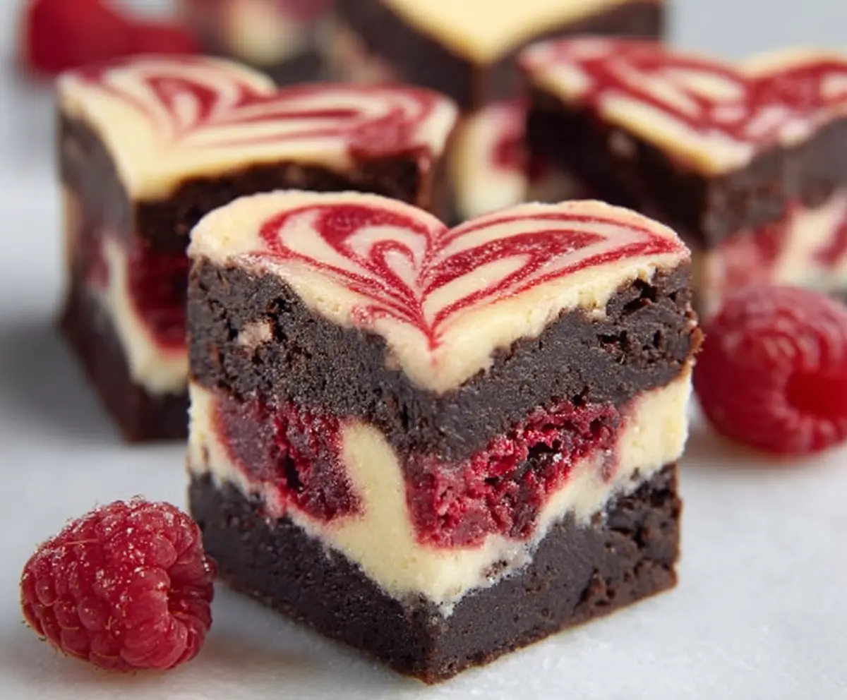 Heart Shaped Raspberry Cheesecake Brownies