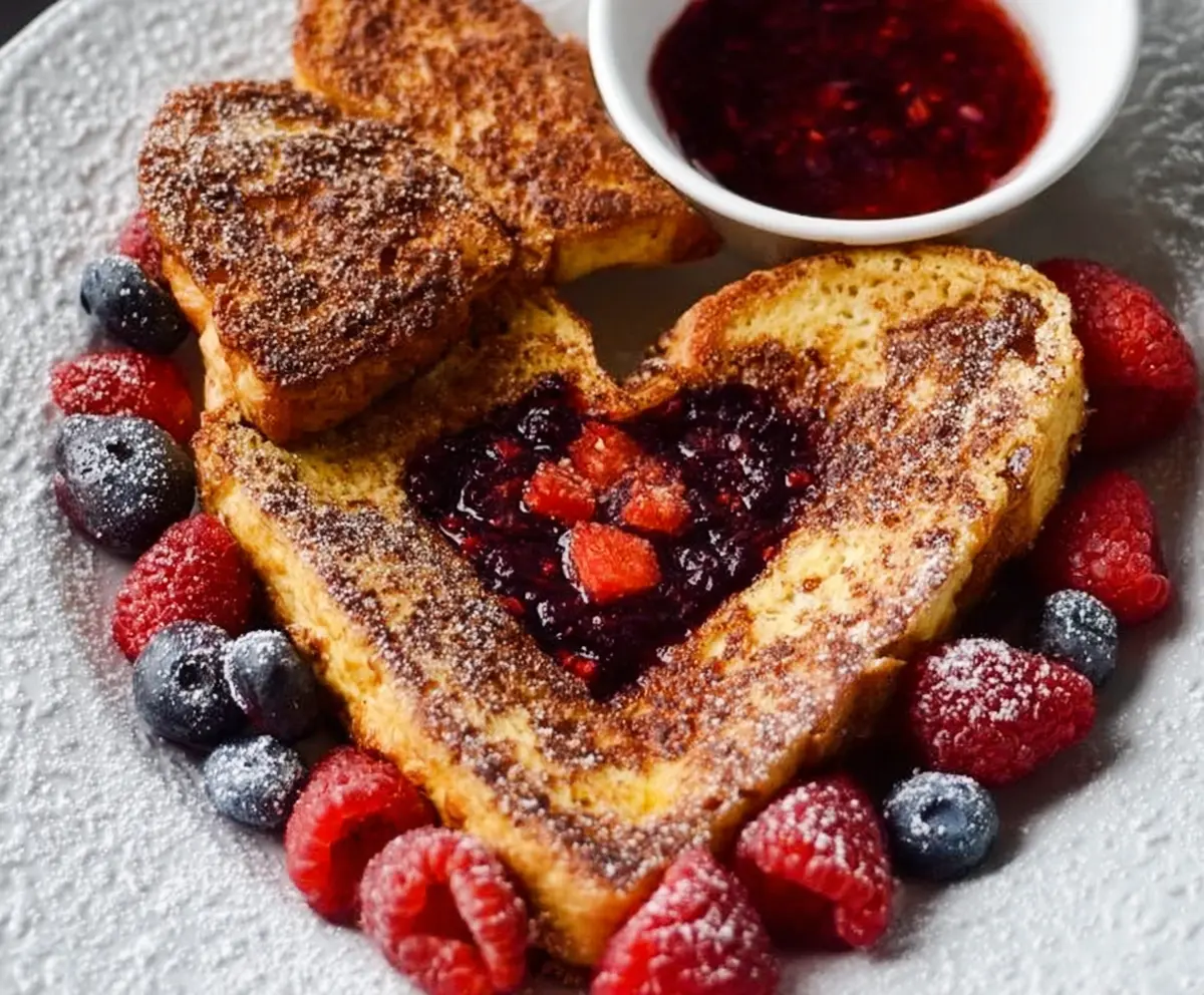 Heart-Shaped French Toast with Berry Compote