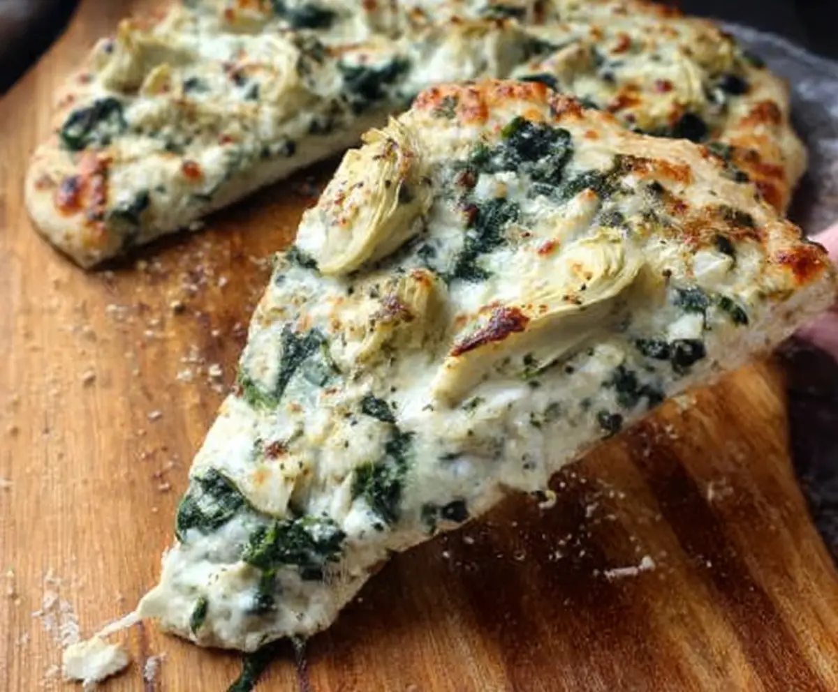 High Protein Spinach Artichoke Pizza Recipe