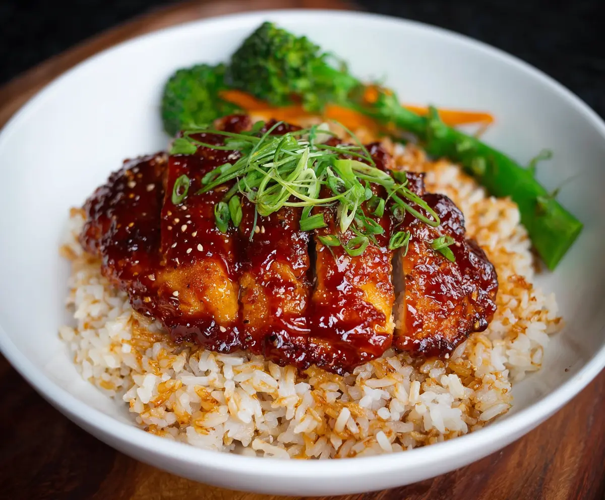 Delicious Honey BBQ Chicken served over flavorful rice, perfect for a tasty, easy dinner.