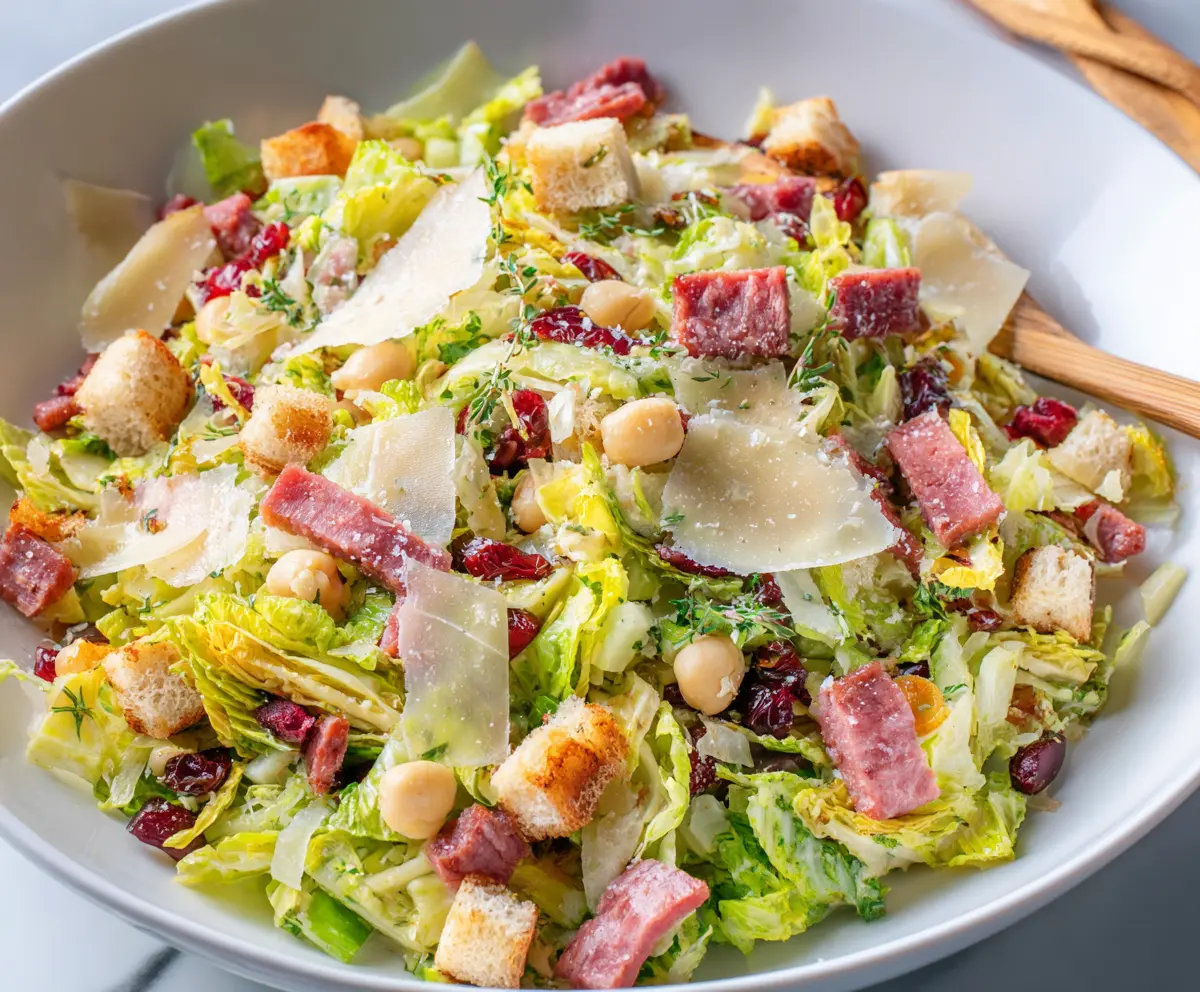 Fresh La Scala Chopped Salad with colorful vegetables and herbs, served in a bowl.