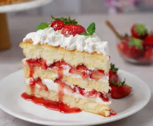 Layered Strawberry Shortcake Cake