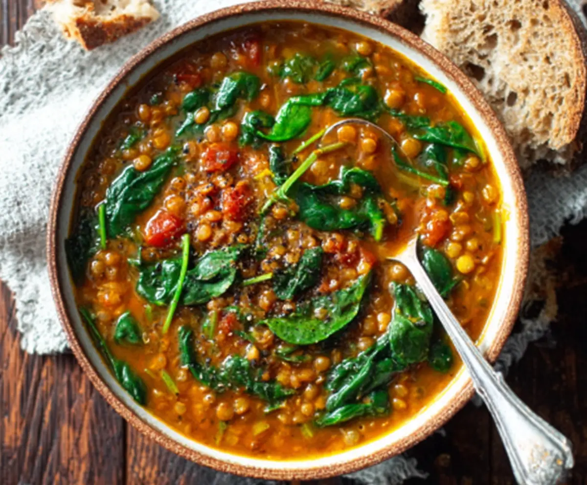 Easy Lentil & Spinach Soup Recipe