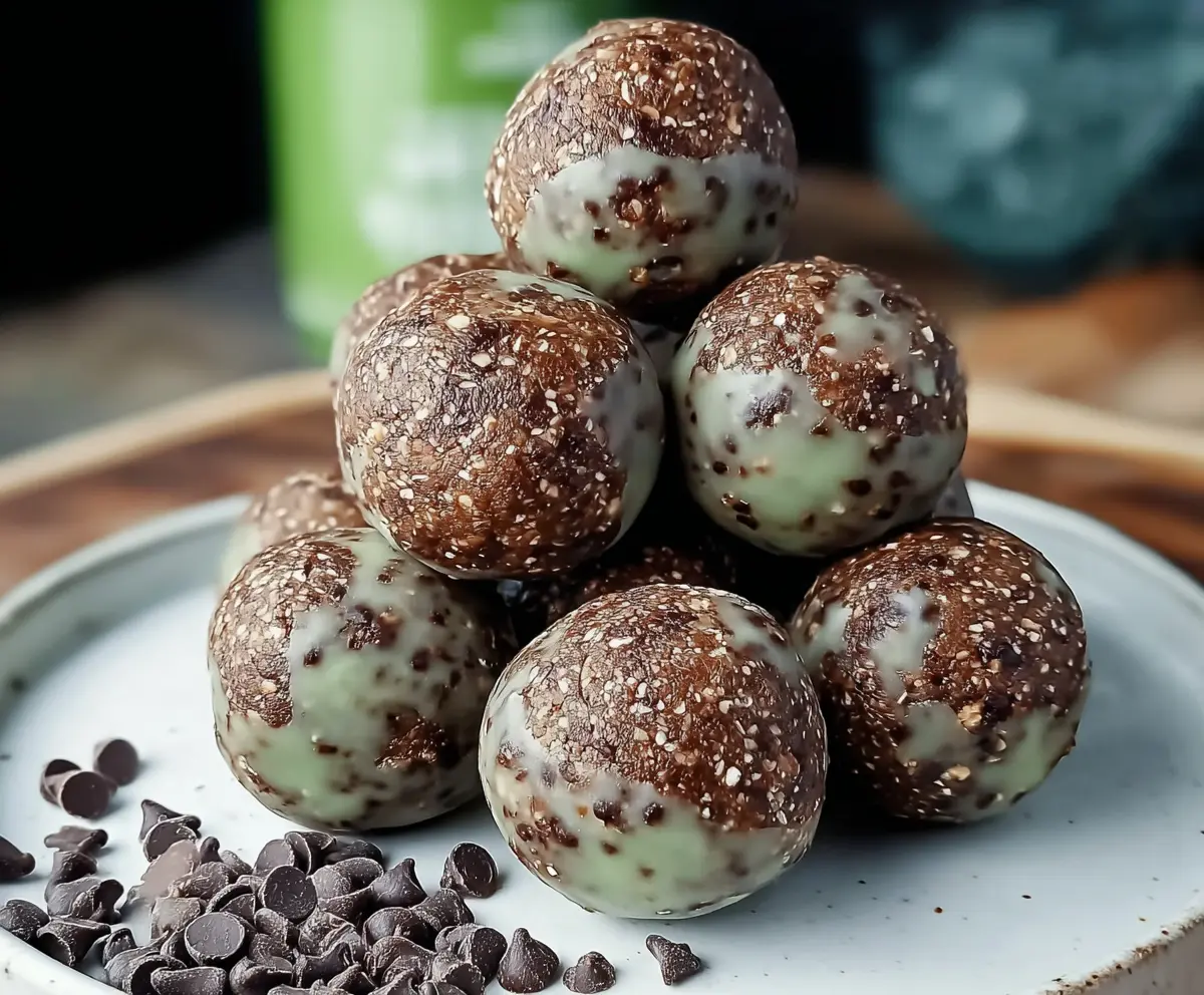 Easy Mint Chocolate Chip Protein Balls