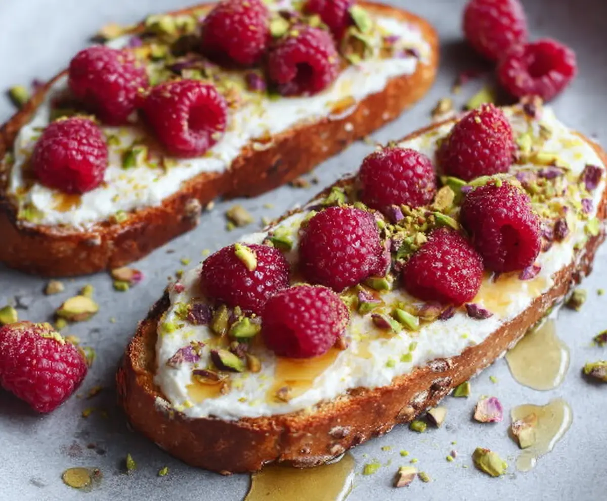Easy Raspberry Ricotta Toasts with Honey