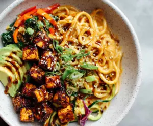 Sesame Noodle Tofu Bowls