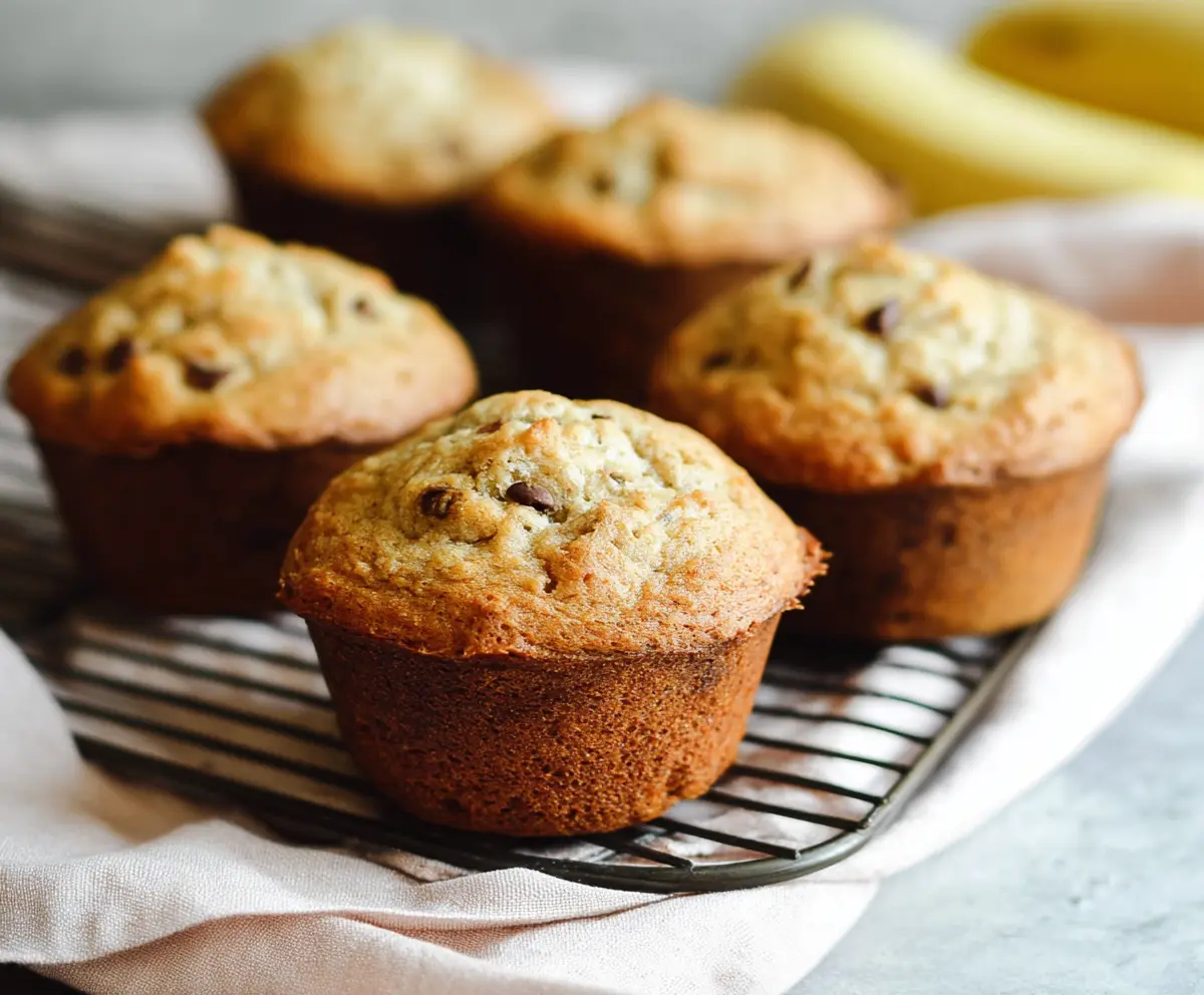 Delicious sourdough discard banana muffins fresh out of the oven showcasing golden crust and fluffy texture.