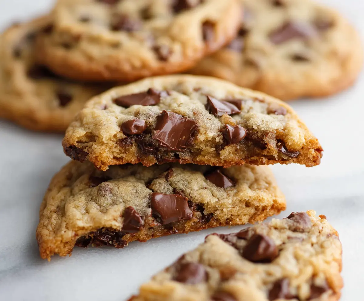 Delicious sourdough discard chocolate chip cookies on a baking tray, showcasing homemade treats.