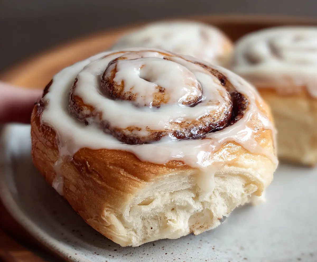 Delicious sourdough discard cinnamon rolls fresh out of the oven with cinnamon sugar swirls