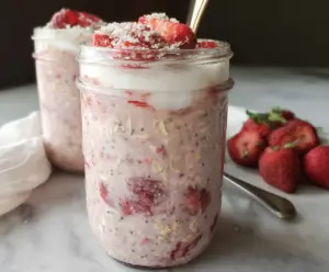 Strawberries and Cream Overnight Oats