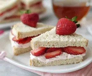 strawberry cream cheese tea sandwiches