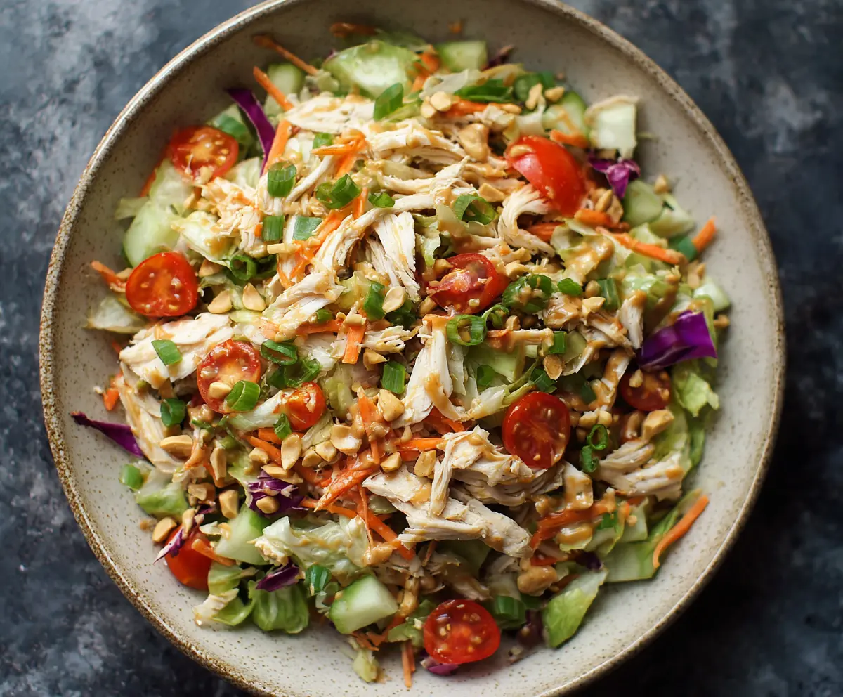 Easy Thai Chicken Salad with Peanut Dressing
