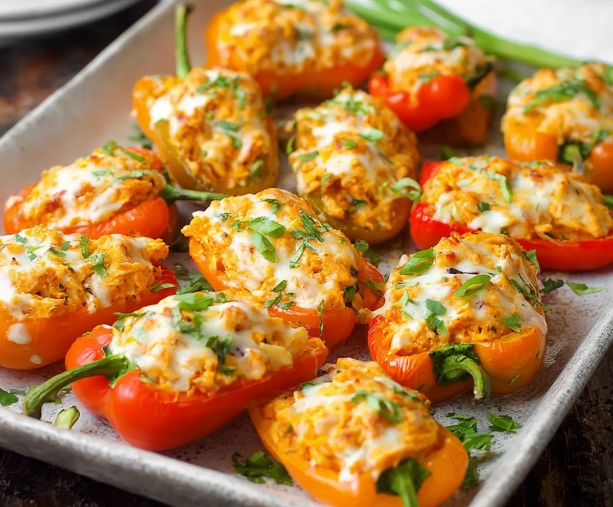 Easy Buffalo Chicken Dip Mini Peppers