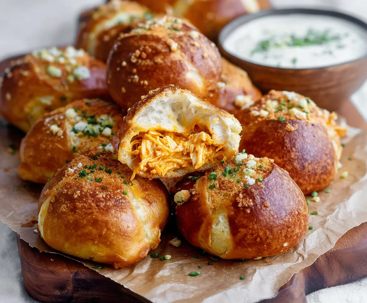 Easy Buffalo Chicken Pretzel Bites