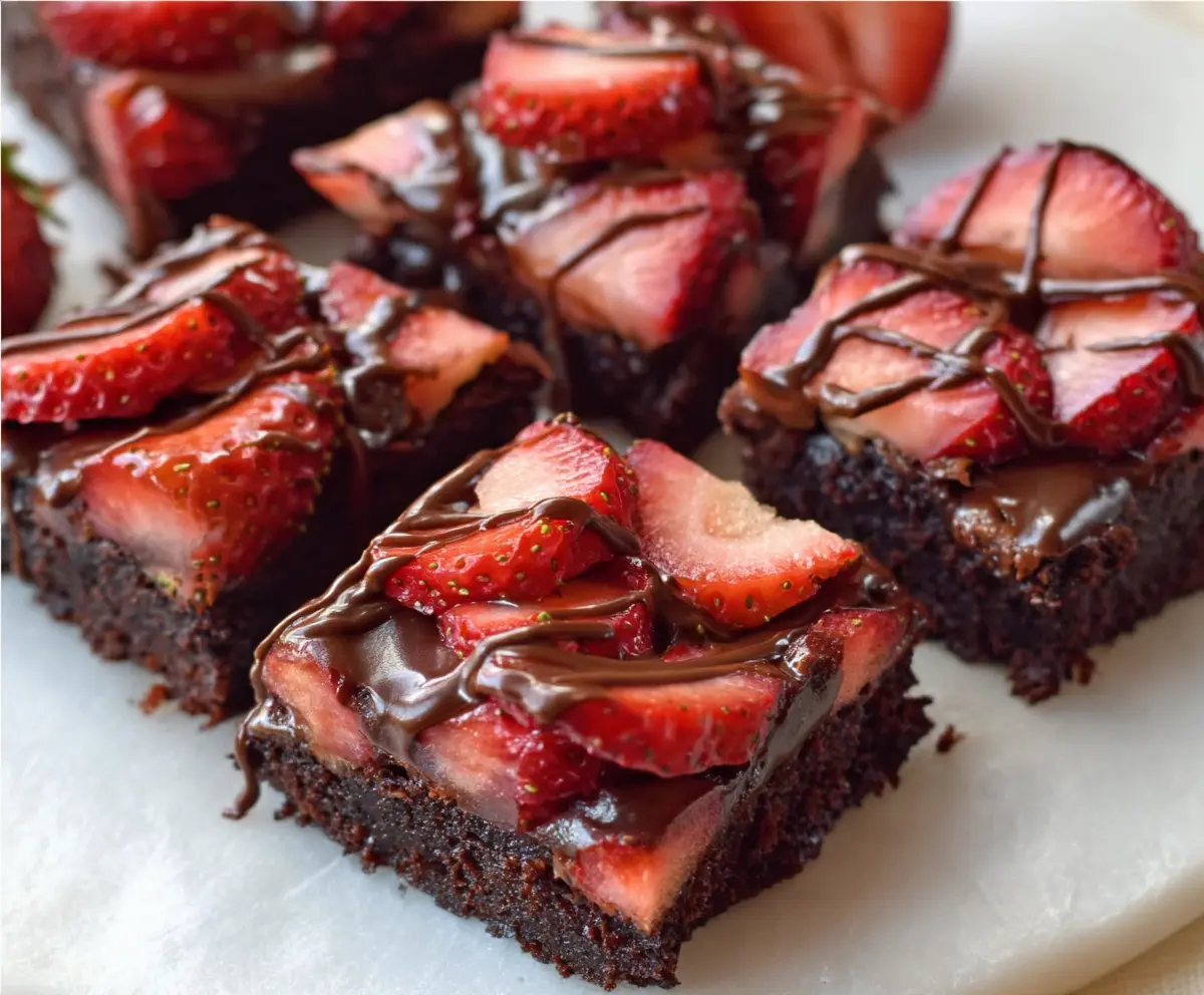 Rich Chocolate Covered Strawberry Brownies