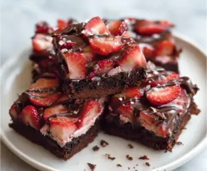 Chocolate Covered Strawberry Brownies