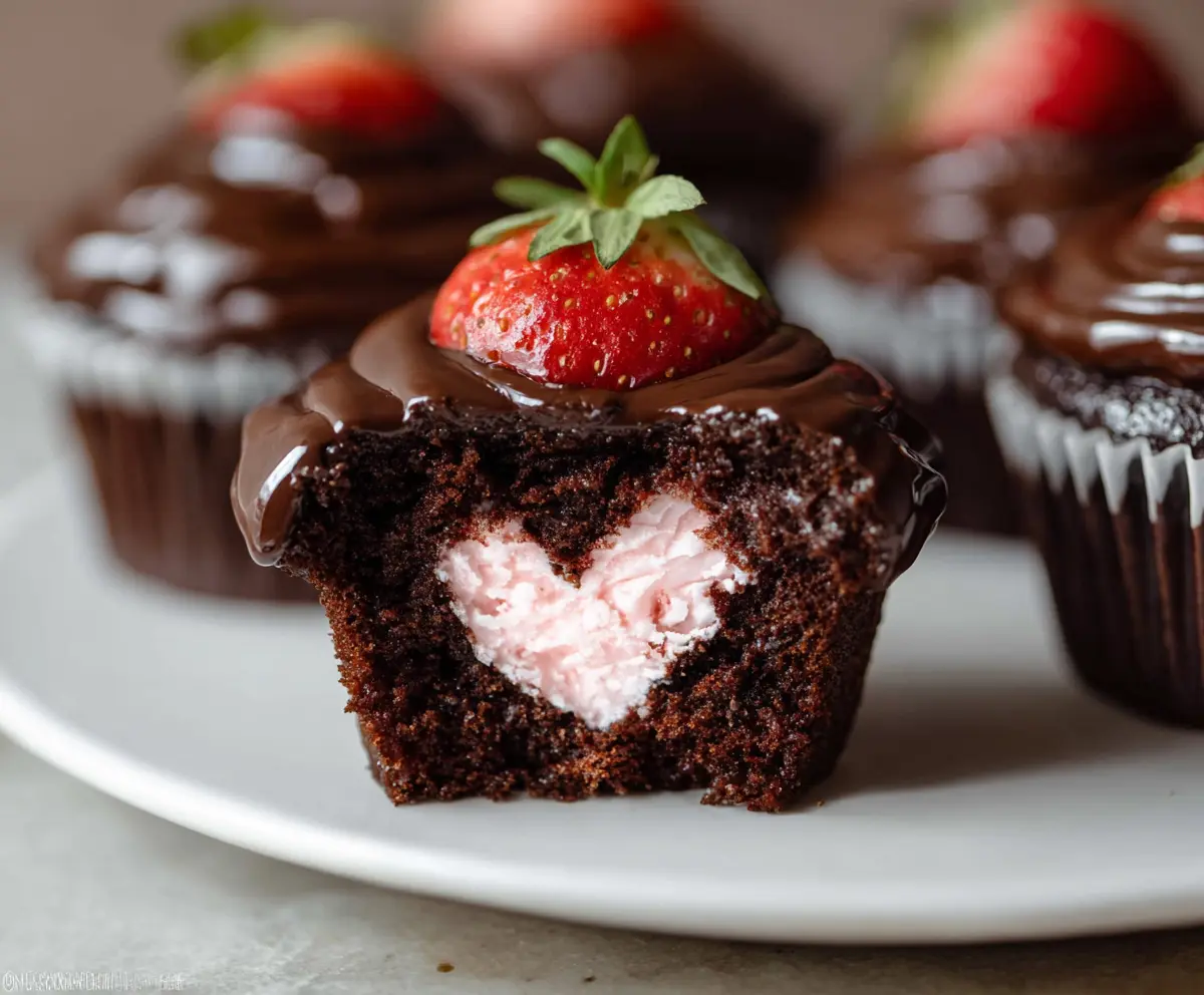 Delicious Chocolate Strawberry Cupcakes