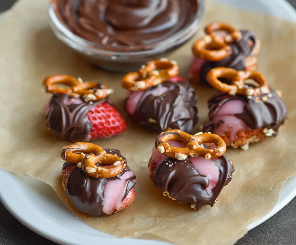 Easy Chocolate Strawberry Pretzel Bites